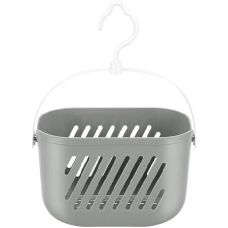 Cestino portaoggetti da appendere in plastica 23x13x14cm per doccia - Cestino portaoggetti portatile con gancio per casa, bagno, cucina, grigio