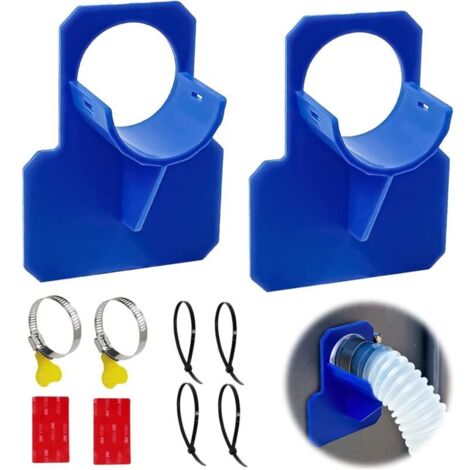Set di 2 supporti in plastica per tubo da piscina, supporto per tubo dell'acqua per piscine fuori terra, con 2 stick di colla e 4 fascette, impedisce al tubo di cadere, resistente alla rottura.
