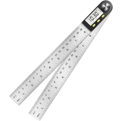 Goniometro digitale per angoli, misurazione da 0° a 360°, misuratore angolare in acciaio inossidabile con schermo LCD, righello in acciaio inossidabile per lavorazione del legno, compiti a casa, edili