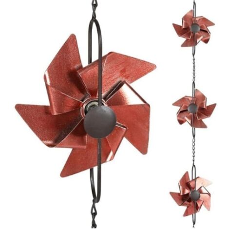Catena decorativa per la raccolta dell'acqua piovana da 2,6 m per grondaia, grondaia in metallo, design girevole, sistema di drenaggio per casa, giardino, grondaia, fontana, decorazione d'interni