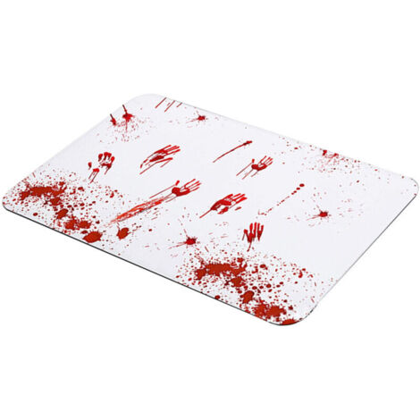 Tappetino da bagno di Halloween con impronte insanguinate, tappetino da bagno stampato con impronte insanguinate, tappetino da bagno antiscivolo color sangue (1/4)