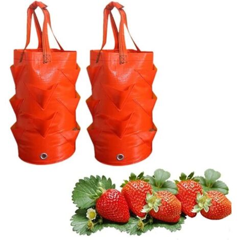 sacchetti per la coltivazione di fragole (arancioni), sacchetti per la crescita di piante, sacchetti per la coltivazione di fragole da appendere in giardino con 8 fori, adatti per fragole, patate, pom