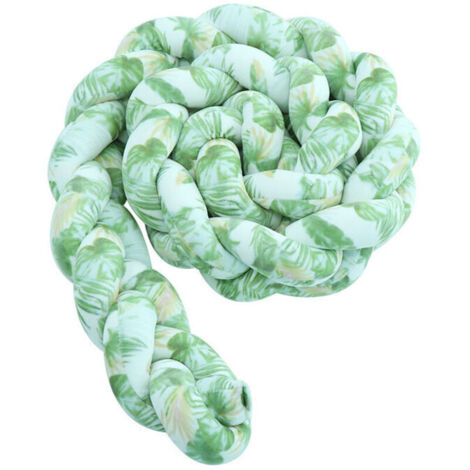Paracolpi per culla - 3 cuscini intrecciati a forma di serpente in velluto, protezione per lettino per neonati, decorazione per la cameretta, verde foglia—1M..