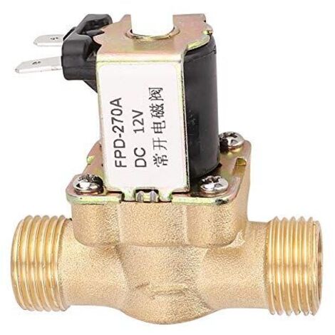 Elettrovalvola di ingresso acqua in ottone normalmente aperta, G1/2 pollice, adatta per acqua, temperatura di esercizio da 0 a 85 °C. (12 V CC)