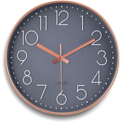 Orologio da parete moderno, rotondo, da 30 cm, al quarzo, silenzioso, stile moderno per casa/cucina/ufficio - a batteria
