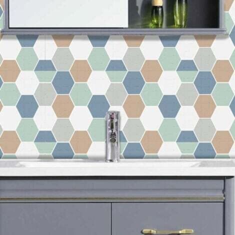 piastrelle esagonali blu e verdi (20 x 20 cm) - Adesivi in PVC per cucina, soggiorno, bagno e decorazione d'interni