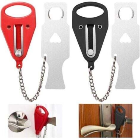 serrature portatili antifurto per porte, serrature di sicurezza da viaggio con borsa per il trasporto, ideali per hotel, appartamenti e casa, rosso + nero