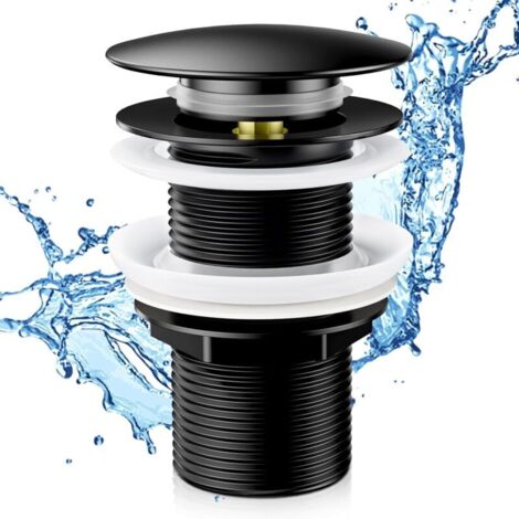 Scarico per lavabo senza troppopieno, tappo di scarico per lavabo, scarico a scomparsa per bagno, standard universale G 1 1/4 con guarnizione, scarico per lavabo per cucine, bagni e lavelli.