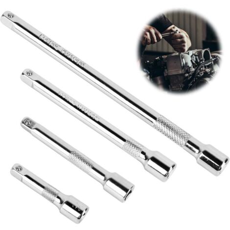 Set di 4 prolunghe per chiave a bussola da 1/4 di pollice: 50 mm, 75 mm, 100 mm, 150 mm, prolunga a cricchetto, per chiave a cricchetto manuale/pneumatica.