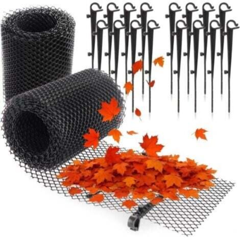 rotoli di rete di protezione per tetti da 6 m, filtri per grondaie con 16 clip, adatti per kit di protezione grondaie per case e tettoie per auto. (1/4)
