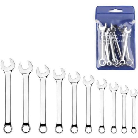 Set di 10 mini chiavi inglesi, set di chiavi a forchetta metriche, adatte per la manutenzione industriale, domestica, del tempo libero, elettrica, meccanica, di veicoli non motorizzati e idraulica, ec (1/4)
