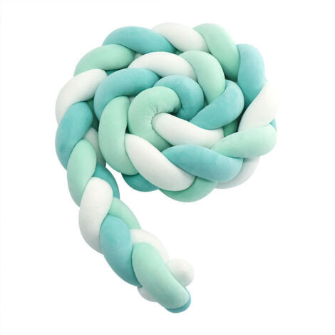 Paracolpi per culla - Cuscino intrecciato a serpente per neonati - Paracolpi in velluto per lettino, protezione per la cameretta dei neonati, decorazione per la stanza, azzurro, bianco, verde menta -