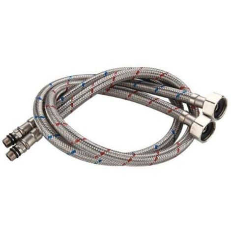 60 cm/23,6 pollici, 2 pezzi, tubi flessibili di collegamento per rubinetti G3/8 x M10, tubi di prolunga per lavello in acciaio inox intrecciato per cucina e bagno.