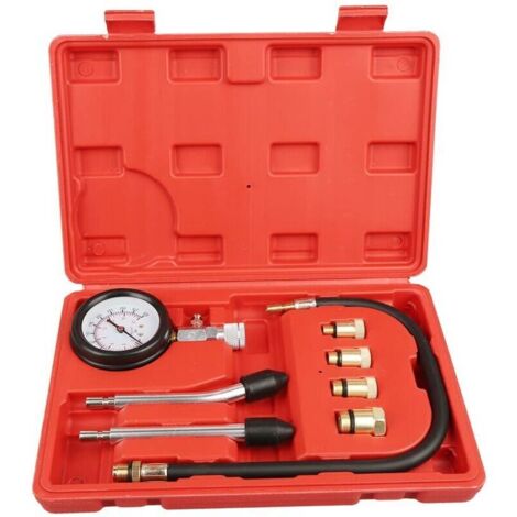 Tester di compressione del motore, kit per il test delle candele automobilistiche, kit di strumenti con manometro per testare moto, auto, motori fuoribordo, motoseghe, motoslitte, motori a benzina, ec (1/4)
