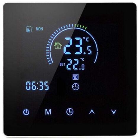 Termostato connesso WiFi per caldaia a gas, termostato ambiente programmabile, regolatore di temperatura a parete con digitale 16A, nero, da