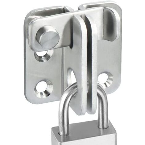 Serratura per porte esterne, serratura per porte interne (con viti), adatta per finestre, armadi e giardini, serratura per porte scorrevoli (acciaio inox con finitura argento) (1/4)