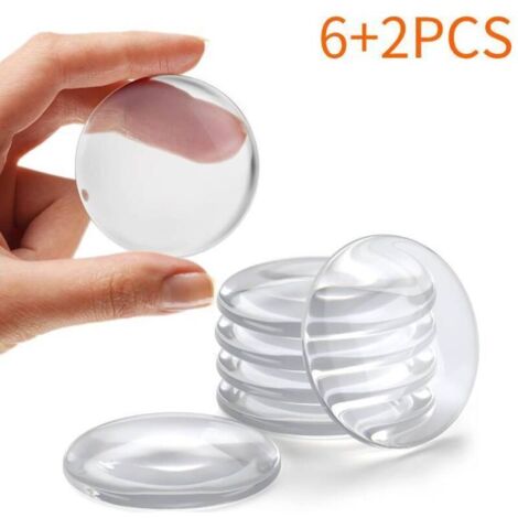 Fermaporta da parete resistenti, confezione da 6, in silicone trasparente (acquista 6, ricevi 2 in omaggio, per un totale di 8).