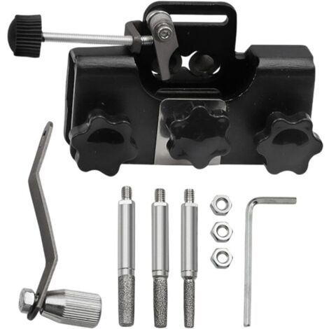 Affilacatene portatile, affilacatene a manovella per motoseghe, affilacatene di alta qualità. Set di taglio con 3 testine abrasive, nero.