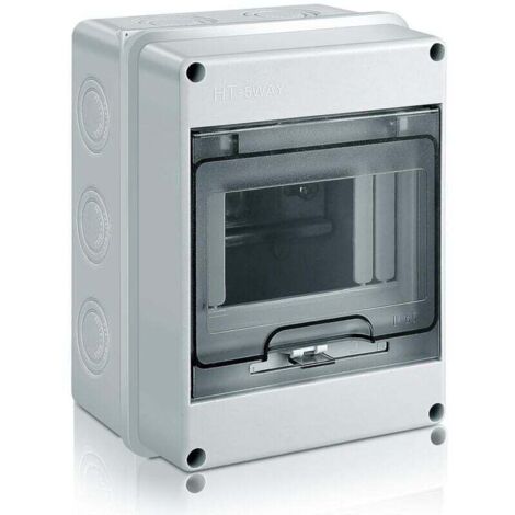 Contenitore elettrico impermeabile per esterni, scatola di distribuzione per montaggio a superficie IP65 con morsetti, superficie in plastica ABS per uso esterno, (5 moduli)