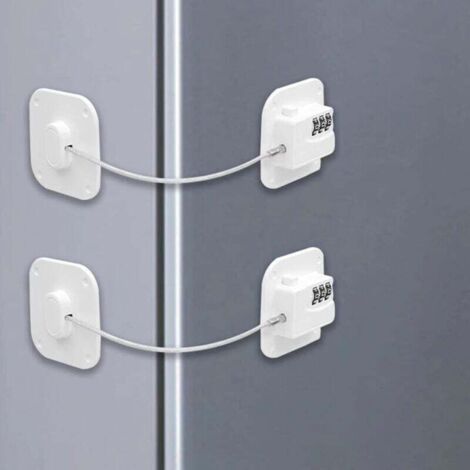 Confezione da 2 lucchetti per frigorifero con codice, lucchetto per frigorifero per bambini, lucchetto adesivo con combinazione per frigorifero, lucchetto di sicurezza per porte, finestre, armadietti, (1/4)