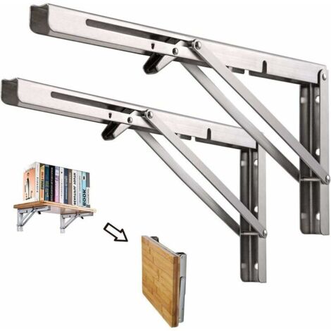 2 mensole da parete pieghevoli da 600 mm, telaio di supporto per mensole da garage, staffa di supporto pieghevole in acciaio inossidabile per banco da lavoro, portata 200 kg (senza tavola di legno), D (1/4)
