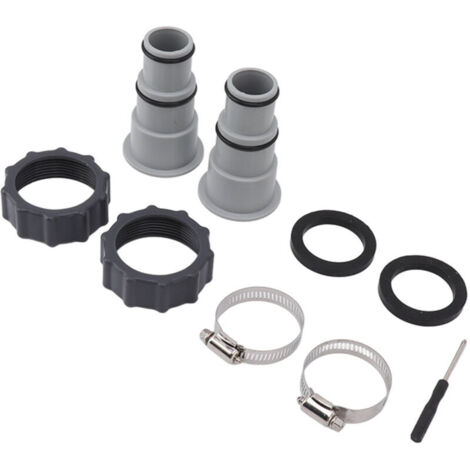 Adattatore per tubo flessibile per piscina da 2 pezzi con morsetto di ricambio, adattatore per tubo flessibile della pompa con attacco filettato per Intex Fit ARU, di DEBUNS