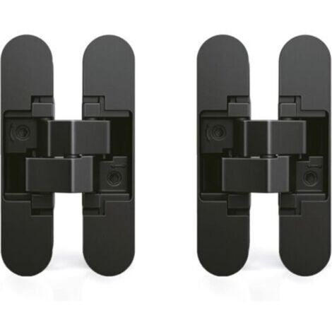 Cerniera invisibile per porte, Set di 2 cerniere invisibili per porte pesanti, portata 40 kg, apertura 180º, zama, nero, di DEBUNS