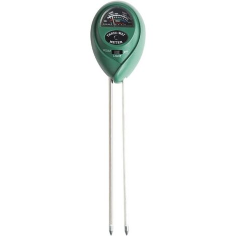 (26×3×3cm) 1 Tester pH del terreno, Tester di umidità/pH/luce del terreno 3 in 1, Kit di attrezzi da giardinaggio per prato, vasi da giardino, senza batterie, verde