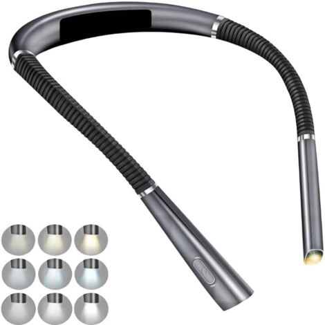 Lampada da lettura flessibile - Lampada da lettura ricaricabile con 3 colori e 3 livelli di luminosità, bracci pieghevoli e batteria a lunga durata, ideale per leggere, lavorare a maglia e fare ripara