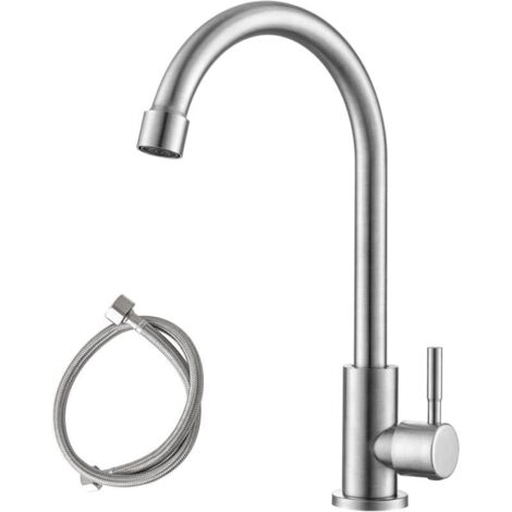 Rubinetto solo acqua fredda - Rubinetto da cucina per acqua fredda azionabile con una sola mano, perfetto per il giardino o la cucina, design elegante e facile da installare. (1/4)