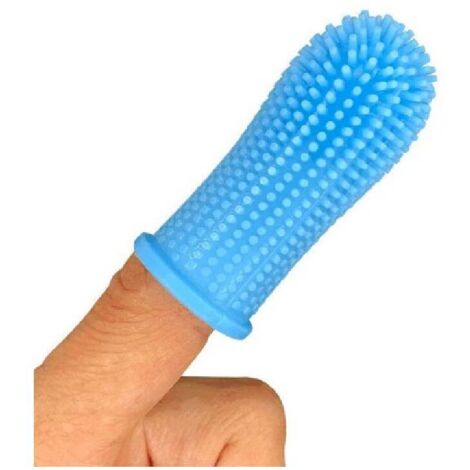Spazzolino per cani, set di spazzolini a 360 gradi, spazzolino da dito, spazzolino per animali domestici, per animali di piccola e grande taglia, confezione da 2, blu (1/4)