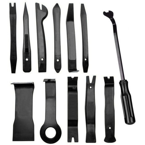 Set di attrezzi per la rimozione di finiture interne auto, 12 pezzi, universali, per la rimozione di pannelli porta e finiture, colore nero.