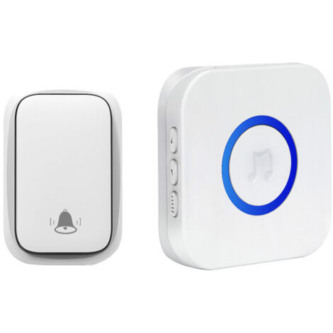 Campanello elettronico senza fili impermeabile con batteria, 38 melodie a 4 livelli di volume per la casa, colore bianco.