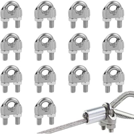 Set di 14 fascette stringicavo in acciaio inox, fascette stringicavo in acciaio da 6 mm per cavi metallici di diametro 6 mm, filettatura M6