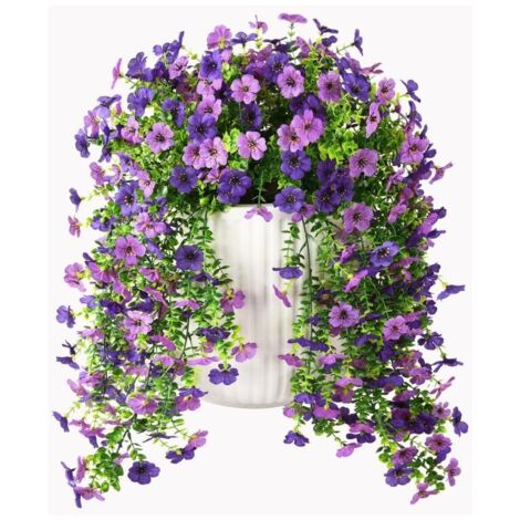 Fiori artificiali pendenti per decorazioni primaverili da esterno, 2 margherite di seta realistiche per uso esterno, protezione UV, per portico, patio, finestra, decorazione del giardino.
