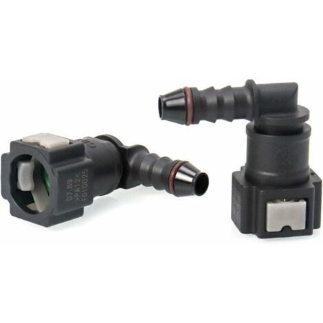 Set di 2 connettori per tubo carburante auto, raccordo per linea carburante, connettore rapido a 90 gradi, connettore in plastica da 7,89 mm ID6 (1/4)
