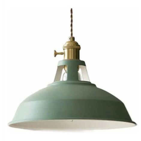 Lampada a sospensione da soffitto, attacco E27, lampada a sospensione moderna con paralume in metallo, ideale per ristoranti e soggiorni, colore verde (lampadina non inclusa)