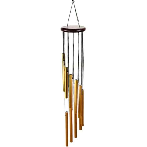 articolo: Campanello a vento da esterno in bambù, campanello a vento da giardino, campanello a vento con 12 tubi in alluminio, campanello a mulino a vento per casa, patio, giardino, albero, interno/es