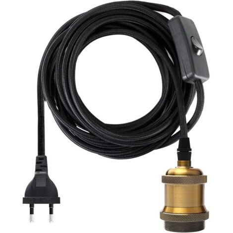 Portalampada E27 con interruttore, cavo in tessuto da 3,5 metri per portalampada Edison retrò/lampada a sospensione dinamica/lampadario creativo fai da te, ottone in stile industriale vintage (1/4)