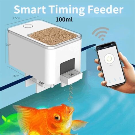 Distributore automatico di cibo per pesci, distributore automatico di cibo per pesci con WiFi, distributore automatico di cibo per pesci con timer intelligente per acquario, distributore di cibo per a