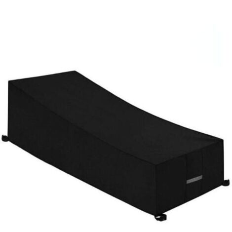 Telo di copertura per lettino prendisole con griglie di ventilazione, impermeabile, antivento, resistente ai raggi UV, in tessuto Oxford 210D (200x75x40/80 cm) - Nero. (1/4)