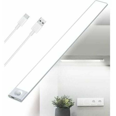 Luce LED da cucina sottopensile ricaricabile tramite USB, luce per armadio dimmerabile da 40 cm con sensore di movimento da 2500 mAh, barra luminosa a LED ricaricabile senza fili con sensore PIR a bat