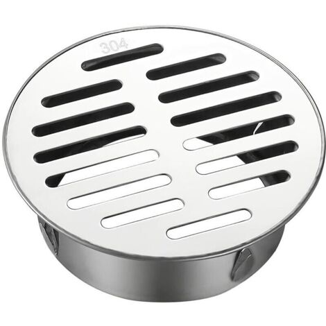 Scarico a pavimento rotondo in acciaio inox con manicotto anti-intasamento per tubi di drenaggio, tubi di scarico, balconi e tetti.