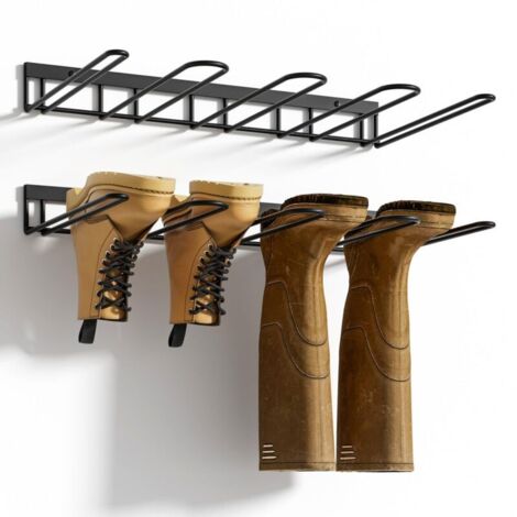scaffali porta scarpe a parete, porta stivali in metallo, può contenere 4 paia di stivali, vassoio porta stivali da ingresso (montaggio a vite) (1/4)