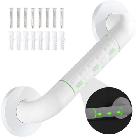 Maniglioni di sicurezza per bagno con superficie antiscivolo, maniglioni di sicurezza per doccia con anello illuminato - flangia con copertura, 50 cm