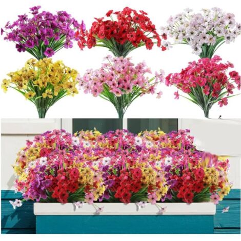 12 bouquet di fiori artificiali per esterni, non sbiadiscono, fiori finti in plastica, piante artificiali per vasi decorativi sospesi