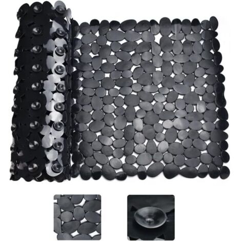 Tappetino doccia rettangolare nero antiscivolo, tappetino da bagno antimuffa, tappetino antiscivolo per vasca da bagno, tappetino doccia con ventose per bagno, 88 x 40 cm