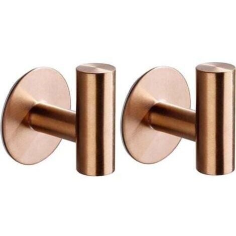 (Oro rosa) Ganci adesivi da parete in 2 pezzi per bagno, cucina, portasciugamani, sistema per appendere quadri (non è necessaria la foratura), ganci autoadesivi in acciaio inossidabile per asciugamani