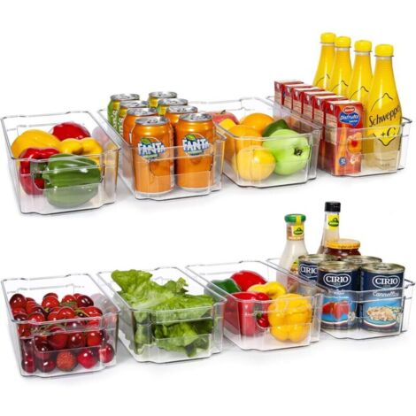 Contenitori organizer per frigorifero - Contenitori in plastica trasparente per frigorifero, congelatore, armadietti da cucina, organizzazione della dispensa, organizer per frigorifero senza BPA