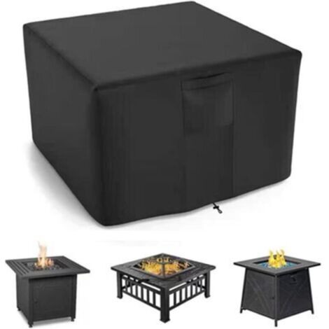 Copertura per braciere, copertura quadrata per braciere a gas, copertura protettiva impermeabile per braciere da giardino, per mobili da esterno con braciere (92x92x61 cm, nero)